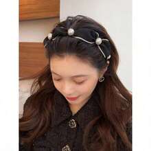 1pc Women Faux Pearl Decor Fashionable Headband For Hair Decoration Elegant Tiaras,Hairband,Hair Hoop Headbands - 彩色 - 查看 1