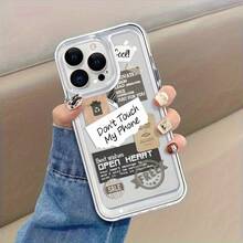1pc Etiqueta de Teléfono No Toque Patrón Transparente Funda Protectora Antigolpes, Adecuada para iPhone 11 12 13 14 15 16 XS XR X 7 8 12 13 Plus Pro Max SE Series, Diseñada con Carcasa Espacial, Adecuada como Decoración/Regalo de Cumpleaños/Regalo de Vacaciones, Se puede Regalar a Novia, Novio, Amigo o a Ti Mismo - Mezcla de colores - Ver 6