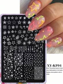 1 khuôn dập móng hình ngôi sao năm cánh, khuôn dập họa tiết sao và trăng theo phong cách Y2K, phụ kiện làm móng, dụng cụ làm móng tại nhà, đồ dùng làm móng. - Bạc - Xem 3