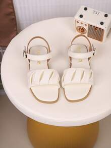 1 Pair Children PU Leather Casual Comfortable Flat Sandals, Suitable For Summer - Beige - View 3