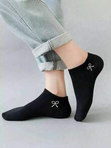 1/9/15 Đôi tất Unisex, Mềm mại & Thoáng khí, Tất thể thao, Tất thời trang, Tất ngắn màu trắng/đen/xám, Họa tiết nơ, Kiểu dáng đơn sắc tối giản, Thích hợp để mặc hàng ngày - Nhiều màu - Xem 5