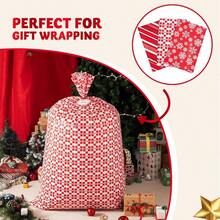 JOYIN 3 bolsas de regalo de Navidad jumbo de 56 x 36 pulgadas para fiestas color rojo para Navidad bolsa de regalo de plástico grande decoraciones de Navidad equipaje de mano juguetes grandes y animales de peluche - Rojo - Ver 5
