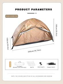 1个双层迷彩帐篷，露营装备，包含内外帐，遮阳，防水，防蚊，易于搭建和折叠，含地钉和收纳袋，适合户外运动、徒步旅行，多种颜色可选