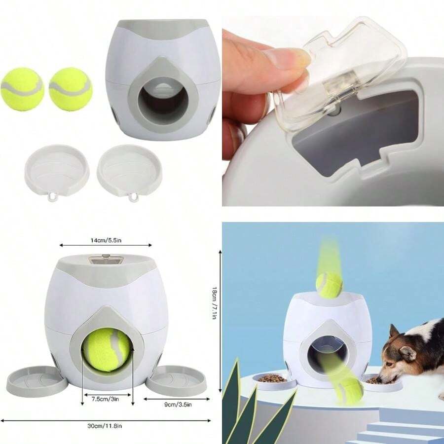 Lanzador Automático de Pelotas para Perros para Entrenamiento de Perros, Lanzador Interactivo de Pelotas de Tenis, Máquina de Búsqueda para Perros Pequeños Y Grandes, para Interiores Y Exteriores(Gris claro 10) - Multicolor - Ver 1