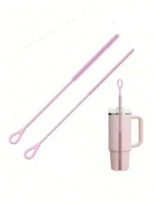 Silicone Straw Cleaning Brush, Reusable, Extended Design, Suitable For Cleaning Glass, Metal Milkshake Straws And Straw Cups, Non-Slip Handle Soft And Bendable - Multicolor - View 3