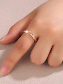 1 件独特花卉印花优雅设计精致薄荷绿珐琅可调节戒指 - 墨綠色 - 查看 17