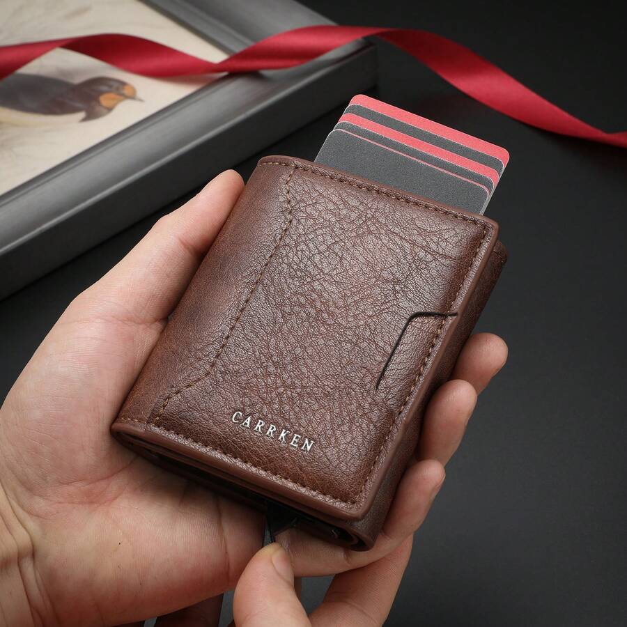 CARRKEN New Men's Wallet Vintage Multi-Function Tri-Fold Card Holder Wallet Versatile Youth Student Card Case Gift For Men Wallet Mini Wallet Purse Wallet Men Wallet Leather Small Wallet For Men Leather - Mocha Brown - View 1