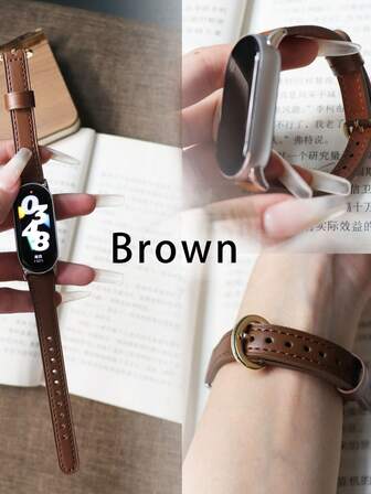 Suitable For Xiaomi Mi Band 8/9/10 Ceramic Pro Slim Wristband, Leather Watch Strap, Detachable, Fashionable, Versatile, Suitable For Autumn/Winter