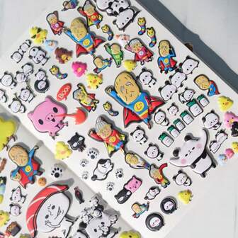 New Creative 3D Cartoon Bubble Stickers, Cute Bubble Stickers With 3D Embossed Design, Self-Adhesive Sticker Paintings, Designs Include Poop, Piglet, Superhero, Funny Expressions, Panda, Vegetables, And More