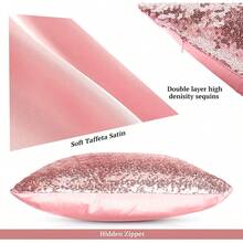 4 Pcs Sequin And Fluffy Pillow Covers Winter Throw Pillow Cases Soft Cushion Cover Couch Bed Sofa (18 X 18 Inch, Pink, White) - 粉紅色,銀色 - 查看 4