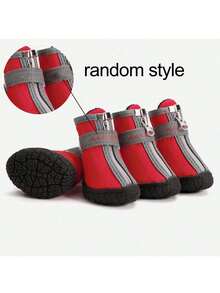 4pcs Set, Random Pattern, Waterproof Breathable Pet Dog Shoes, Anti-Slip Protective Outdoor Foot Covers For Teddy, Poodle And Other Small Dogs, All Seasons