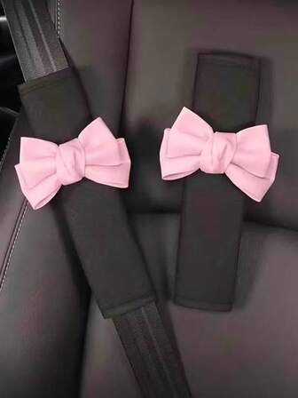 汽车皮革蝴蝶结肩垫，汽车内饰装饰用品，汽车可爱保护套，四季皆宜。