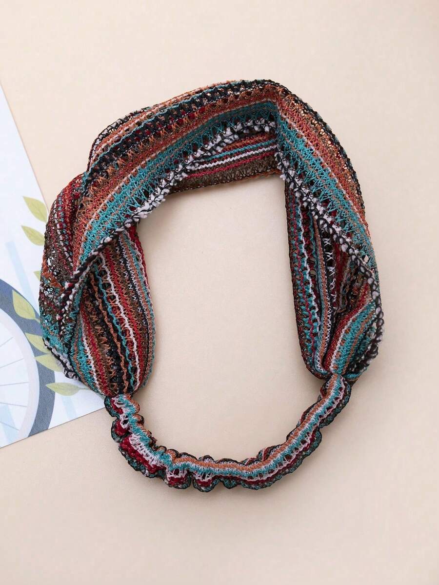 1 chiếc băng đô vải kẻ sọc, phụ kiện thời trang phong cách Bohemian, phụ kiện tóc cần thiết cho kỳ nghỉ. - Nhiều màu - Xem 1