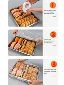 100/50/10pcs Oversized Food Preservation Cover, Cake Tray Food Tray Cover Film, Food Preservation Cover, Food Storage Room Storage Accessories, Kitchen Preservation Tools, Kitchen Restaurant Baking Room Dust Cover, Food Cover, Dust And Insect Proof Seasonal Preservation Tools, Spring Preservation Film - Multicolor - View 8