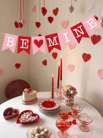 1 set alla hjärtans dag-vimplar, lämpliga för alla hjärtans dag, frieri, årsdag, festtemaevenemang, romantisk dekoration för alla hjärtans dag, frieri, bikt, årsdag, födelsedag, bröllopsfest, fotobåsrekvisita