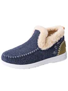 Women's Winter Snow Boots Warm Waterproof Anti-Slip Thick Sole Cute Retro Boots - Blue - View 2