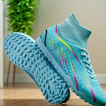Zapatos de Fútbol para Hombre Botas de Fútbol Profesional Juego Futsal Entrenamiento al por Mayor Cómodos TF de Alta Calidad Antideslizantes Zapatos para Exteriores - Himmel Blau - Ver 4