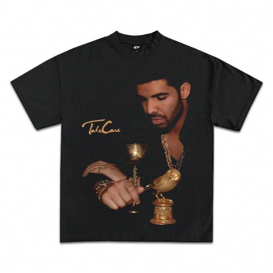 Drake Take Care Album Graphic Bootleg-Shirt DesignFashion 	   Unisex-Shirts - 黑色 - 查看 1