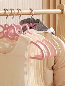 1/5/10 piezas Perchas para ropa con diseño de lazo rosa, perchas de plástico con lazo antideslizante para el armario de niñas, adecuado para dormitorio de estudiantes, armario del dormitorio, organizador, almacenamiento en el hogar - Rosa - Ver 5