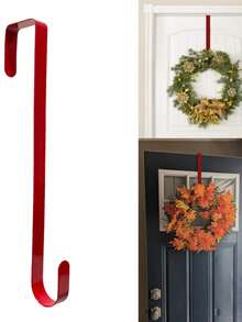 Gancho ajustable para corona de Navidad, gancho de hierro metálico decorativo para puerta, gancho de forja navideño sin perforación, gancho extendido para colgar coronas de Navidad, ganchos extendidos para colgar ropa en tiendas - Rojo - Ver 11