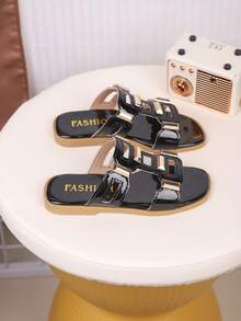 2026 New Children's Fashion Casual One-Piece Sandals, Neutral Style, Design, Suitable For Summer. Stylish, Elegant, Simple, High-Quality Children's Footwear. - Black - View 5