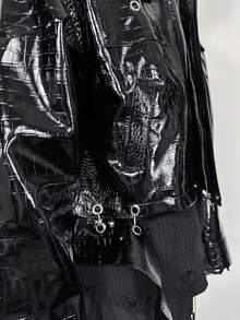 Spring And Autumn, New Style, Slim Fit, Handsome Casual, American Style, Retro, Motorcycle, PU Leather, Jacket, Men's Coat, Couple's Style - màu đen - Xem 9