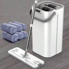 Spinning Mop And Bucket Set, A Complete Mop Bucket System Suitable For School Bathrooms. This 360° Rotating Mop Bucket Set Comes With 6 Microfiber Replacement Mop Heads And An Adjustable Stainless Steel Handle. The Hands-Free, Washable Mop Makes It An Essential Cleaning Tool For Floor Cleaning, Bathroom Décor, And Everyday Home Use. - 白色 - 查看 7