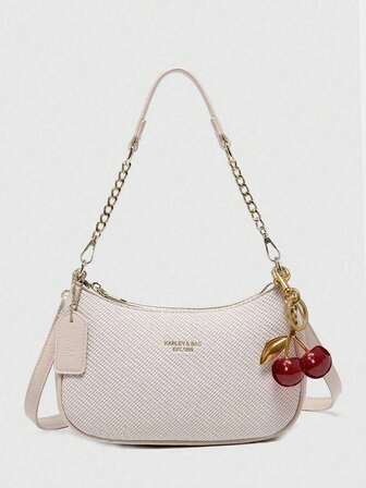 Bolso de hombro de color liso, impermeable de tela de PU, con diseño de decoración de patrón de alfabeto clásico y salvaje, adecuado para compras, 2025 nueva moda