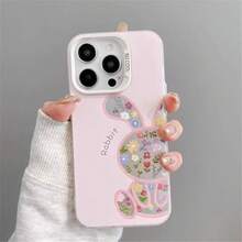 Kawaii Floral Bear & Rabbit Phone Case for  16/15/14 Pro Max | Cute Pastel Shockproof Cover - Multicolor - Ver 8