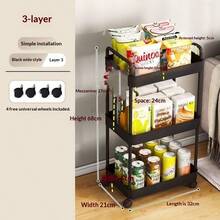 3/4/5 Tier Rolling Storage Cart - Compact Space-Saving Design, Multi-Layer Storage Shelves, Sturdy Plastic Structure. Suitable For Home, Office, Warehouse, Garage, Kitchen, Bedroom And Outdoor Camping. Ideal For Home Organization, Kitchen Rack, Storage Cart, Utility Cart, Folding Table, And Also A Great Gift Choice For Halloween And Christmas. Kitchen Items Kitchen Accessories Kitchen Tools