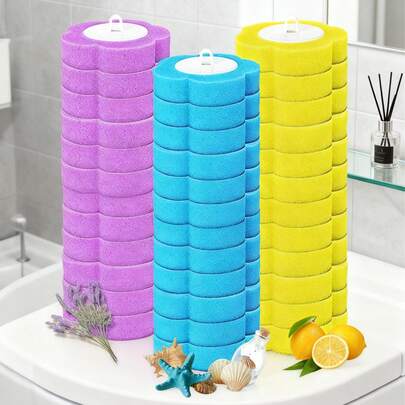 1个一次性马桶刷，带替换刷头，香氛海绵刷头（柠檬/海洋/薰衣草），浴室清洁工具，带收纳架