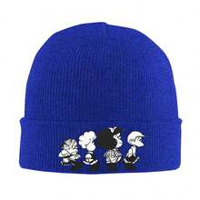 Mafalda & Friends Cartoon Beanie - Black Knit Winter Hat With Elastic Fit, Warm & Stylish For Men & Women, Perfect For Outdoor Sports & Casual Wear, Ideal Gift For Fans, Winter Headwear| Playful Design| Acrylic Beanie - 灰色的 - 查看 6