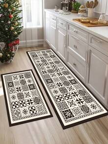 A Piece Of Silica Gel Kitchen Mat With Line Pattern, Soft Rubber Mat With Luxury And Fashion Style Design, Shockproof And Fatigue-Resistant, With Water-Absorbing, Quick-Drying, Anti-Slip Features And Easy To Clean. Suitable For Kitchen, Bathroom, Entrance, Laundry Room And Other Places. ,Room Decor - Multicolor - View 12