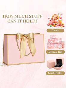 Premium Paper Gift Bag With Handles & Ribbon Bow, Includes Greeting Card & Tissue Paper, Large Size Suitable For Bridesmaids, Birthday, Valentine's Day, Wedding, Christmas, Mother's Day, Father's Day, Party Favors