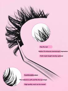 10 paires/boîte - Faux cils naturels bouclés et épais de style européen et américain, tige noire en forme de D, cils naturels épais et bouclés, accessoires de maquillage des yeux en boîte, faux cils à grands yeux, cils longs, épais et naturels entrelacés, faux cils en grappe épais et allongés en forme d'aile pour le cosplay - Multicolore - Voir 7