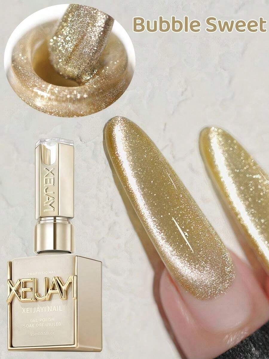 XEIJAYI 1 lọ sơn móng tay gel Bubble Sweet Summer Cat Eye kiểu mới màu xanh hồng, thích hợp cho nữ, dùng trong thiết kế móng tay tại salon.