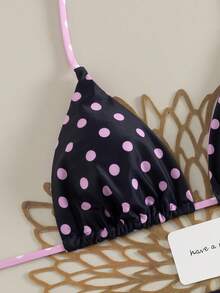 Bộ bikini buộc dây hở lưng họa tiết chấm bi và chữ 2 mảnh gợi cảm, đi nghỉ và đi biển - Nhiều màu - Xem 4