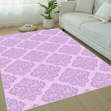 1 Piece Large Rectangular Luxury Damascus Rug - Purple And Pink Soft Pastoral Style Floor Mat, Soft And Fluffy Texture, Machine Washable, Suitable For Bedroom, Living Room, Hallway, Dining Area - Elegant Beige And Light Purple Design, Large Size Available, Lightweight And Easy To Clean, Suitable For Summer And Autumn Use, Fashionable Damascus Pattern, Soft Purple And Pink Tones, Ideal Home Decoration, Living Room Carpet, Carpet, Bedroom Carpet, Carpet, Extra Large Carpet For Living Room, Large Carpet For Living Room, Cool Carpet, Large Living Room Carpet, Vintage Bedroom Carpet, Room Decoration, Floor Mat And Carpet, Hallway Carpet, Floor Mat And Carpet, Floor Carpet, Indoor Carpet, Vintage Bedroom Carpet - 無色 - 查看 2
