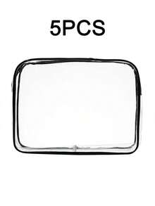 5pcs Transparent PVC Zipper Cosmetic Bag Set, Portable Clear Toiletry Bag, Business Travel, Vacation, Bathroom Storage Travel Zipper Pouch, Minimalist Unisex Clear Organizer Bag, EVA Toiletry Cosmetic Bag Set, Transparent Zipper, Travel Organizer Bag. Suitable For Backpack, Travel Essential, Beach Vacation. - Multicolor - View 16