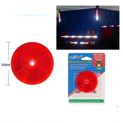 1 2 Reflector trasero de plástico rojo de 60MM para vehicular, accesorios de coche, reflectores, equipo de para automóviles