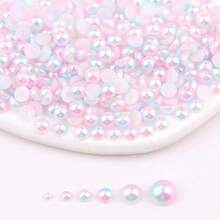 Fancy Multi Rainbow Colors, 2MM-10MM, 7 Sizes , Flatback Half Round ABS Pearls , Glue On Jewelry Beads Stones Diamond 3D Pattern Design Accessories Glitter Manicure Decal Decorations For Clothes,Bag,Shoes,Cups,Phone Covers,Handicrafts,Diy Trim.