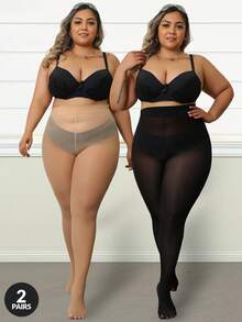 2pcs 80D High Stretch Plus Size Women Tights,Micro-Sheer Christmas Stockings,Fits Up To 300lbs, Cozy - Multicolor - View 9