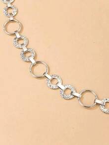 1pc Women's Water Ripple Hollow Circle Party Maramar Classic Waist Cincher Belt Suitable For Summer Daily Leisure Use, Gift For Friends On Christmas - Silver - View 3