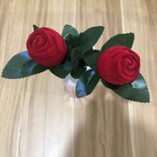 1件玫瑰花发箍及戒指盒，优雅植绒耳环盒，浪漫求婚玫瑰戒指盒礼品 - 彩色 - 查看 10