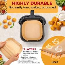 100/150/200Pcs Air Fryer Liners Disposable, 8" Square  Unbleached Parchment Paper Liners Non-Stick & Waterproof Oilproof For 5-8 QT Airfryer Basket, Baking, Roasting Microwave, Oven - 150 chiếc - Xem 3