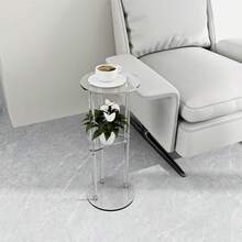 1pc 3-Tier Transparent Acrylic Drink Table, Suitable For Living Room, Bedroom, Bathroom, Office, Multi-Scene, Portable & Mobile Side Table - Transparent - View 1