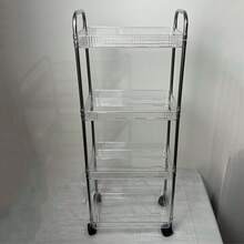 1pc 2/3/4 Tier Rolling Cart, Transparent Multipurpose Storage Cart With Handle And Wheels, Mobile Shelving Unit For Office, Bathroom, Kitchen And Living Room, Practical Transparent Cart, Home Organization - Clear - View 10