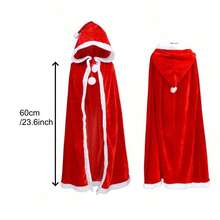 Christmas Red Cape, Santa Claus Cape, Christmas Long Or Short Hooded Cape, Christmas Cloak, Women's Christmas Velvet Costume, Little Red Riding Hood Cloak, Hooded Cape For Halloween Anime Cosplay Party - Multicolor - View 12