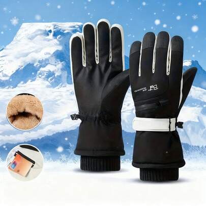 Luvas de esqui unissex para o inverno de 2025 - Forro térmico, compatíveis com telas sensíveis ao toque, impermeáveis e resistentes ao vento, com tira ajustável no pulso. Ideais para esqui, snowboard, montanhismo, pesca no gelo e outros esportes de inverno e atividades ao ar livre.