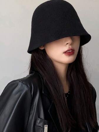 Mångsidig höst-/vinterhatt för kvinnor i koreansk stil, -Inramad hatt, stickad balaklava i ull